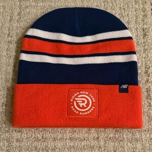 New Balance Striped Orange and Navy Beanie
